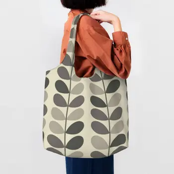 Многостебельный Сива Orla Kiely Pattern Хранителни стоки Торби За Пазаруване Платно Клиент Мъкна Чанти През рамо с Голям Капацитет Здрава Чанта Чанта