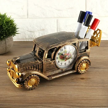 Многофункционален държач за писалка alarm clock Класически ретро автомобил Подарък за студенти Ученически пособия Настолен органайзер за Аксесоари
