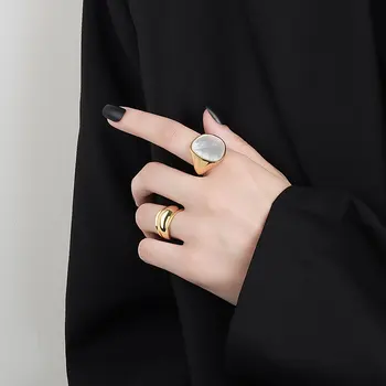 Модни пръстени с геометрия миди за жени Просто Ретро Медно-сребърен цвят Елегантна Сватба парти Бижута, Аксесоари, Подаръци мода