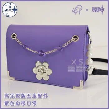 Модни чанти през рамо Genshin Impact Ganyu, детска лилава кожена чанта, аниме-раница Genshin Impact, училищна чанта