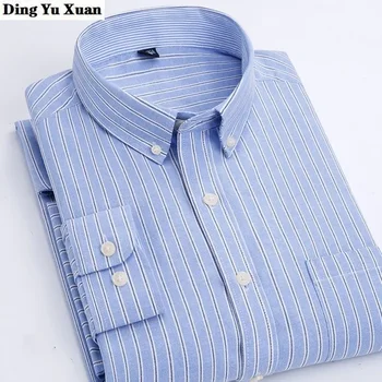 Мъжки ежедневни риза в карирани и шарени, мъжки ризи с дълъг ръкав, лесни за отглеждане, памучни елегантни ежедневни ризи, удобна домашна риза