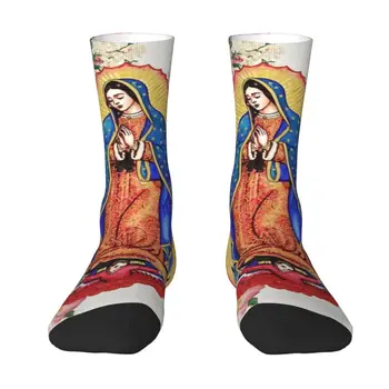 Мъжки чорапи за екипажа на Virgin Of Guadalupe Унисекс Cool Мексико Католическата Дева Мария Пролет Лято Есен Зима Чорапи за рокли