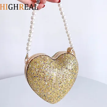 НАИСТИНА Луксозна Дамска Вечерна дамска Чанта, Клатч, Дизайнерска Чанта Love Ladies за партита, Чанта през рамо във формата на сърце