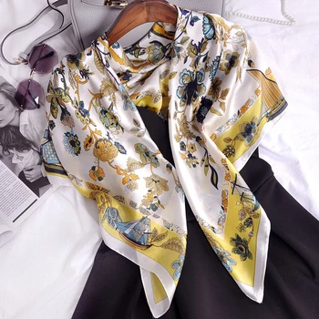 нов пролетен женски шал, качествена шал, копринен модерен шал, шал, плажна чанта за слънцезащитен крем, шал, шал 90 см * 90 см