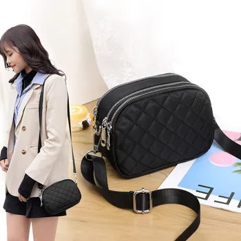 Нова дамска чанта, найлонова чанта през рамо, водоустойчив тъканта, чанта, чанта на едно рамо, женствена чанта Diamond, лека малка квадратна чанта