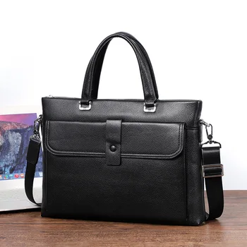 Нова мъжка чанта с голям капацитет, чанта от телешка кожа на първия слой, модерен кожен портфейл, чанта през рамо с едно рамо