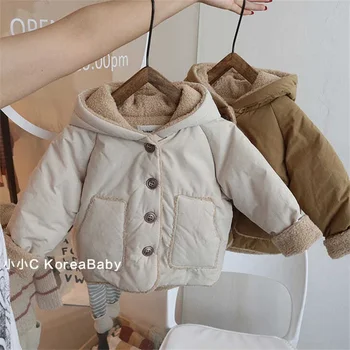 Палто, яке за момичета, връхни дрехи 2023, ежедневни утепленная кадифе зимни памучен детски дрехи големи размери