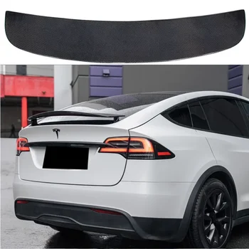 Подходящ е За Tesla Model X 2016-2023 Високо Качество на Въглеродни Влакна и Ковано Зърно Заден Спойлер на Багажника Крило