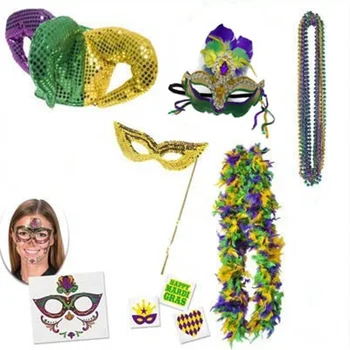 Празничен костюм Mardi Gras, шапка, Маскарадная маска, Фестивал на парти, аксесоари за карнавал парти шапки с пайети