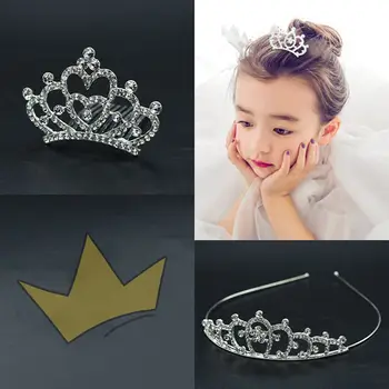 Принцеса Кристални диадеми и корони лента за глава За момичета Цветето на любовта Короната за бала Аксесоари за сватбеното парти Украса за коса