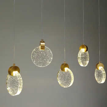 Прост творчески led кристална окачен лампа, модерна индивидуалност, Стъклени Висящи лампи за бара, Ресторант, столова, Кухня, Висящи лампи