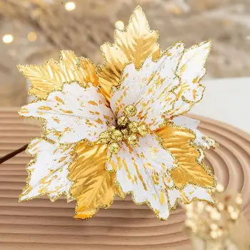Реалистичен дизайн, изкуствени цветя, трайни изкуствени цветя, реалистичен златна коледа цвете в закрито/на открито за пазаруване