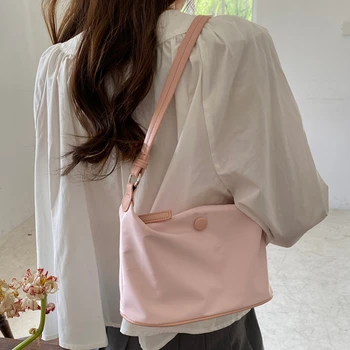 Розова чанта от найлон под мишниците за жени, модни чанти през рамо, дамски чанти, прости ежедневни дамски чанти-незабавни посланици, портфейли-тоут