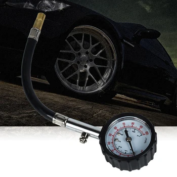 Система за контрол на налягането в гумите Дълъг тръбен Налягането в гумите 0-100PSI Тестер за налягане на въздуха в гумите на автомобил, мотоциклет Универсален