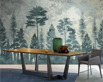 Скандинавска борова гора, на фона стенописи за телевизор, декорация на дома, самоклеящийся платно, материал, декоративна живопис, 3D тапети