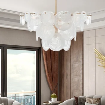 Таванна полилей в стил loft Луксозен дизайн хол Осветление хол Стълби стъклена led лампа, Окачена лампа за спални Полилей за кухни
