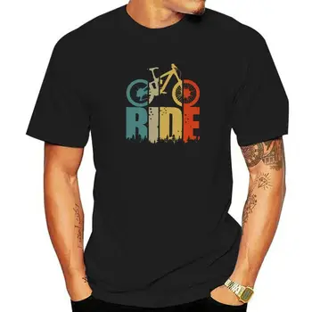 Тениска в Ретро стил Ride Your Mountain Bike, Мъжки t-shirt МТБ Любовник С къси ръкави И Принтом, Памучен Тениска За Велосипедисти И колоездачи Camisa