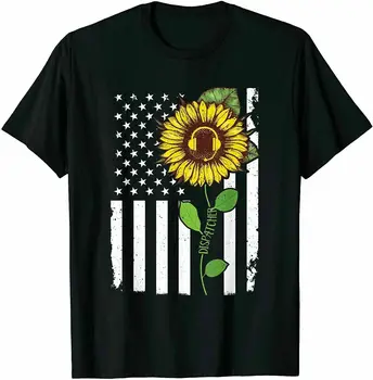 Тениска с американския флаг, слънчоглед, хипи, подарък, размер M - 3XL
