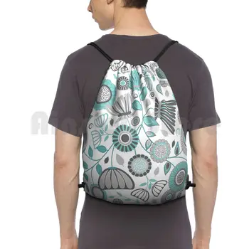 Тюркоаз Модерен цветен дизайн, модерен сив раница с флорални принтом, чанта за съвсем малък, спортна чанта за конна езда, скално катерене, тюркоаз