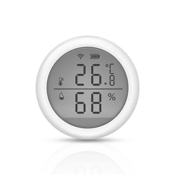 Умен термометър Hristo за дома, сензор за температура и влажност на въздуха в помещението С LCD дисплей, гласово управление на приложението, Алекса Home