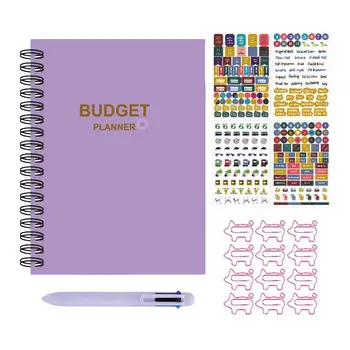 Финансов агент Преносима и практическа книга за изготвянето на бюджета Бюджетен бележник със сладък кламер, под формата на прасе и 6 Цветни шариковыми дръжки