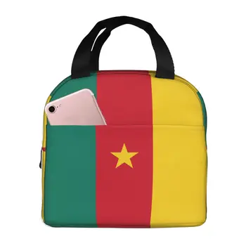 Чанта за обяд с флага на Камерун, чанта-хладилник, Преносим термоизолированная кутия, Bento, на Работа, в Училище, на Пикник, пътуване, Къмпинг, за мъже, жени, деца
