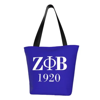 Чанта за пазаруване в женския клуб Zeta Phi Beta, холщовая чанта за пазаруване, чанти през рамо с гръцки букви 1920 голям капацитет