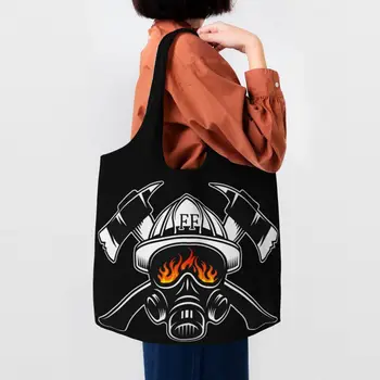 Чанта за пазаруване с черепа на пожарникар, дамски холщовая чанта през рамо, здрава чанта за пожарникари, пожаро-спасителни продукти, чанти за купувачите, чанти