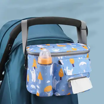 Чанта органайзер за детска количка, водоустойчив джоб за бутилки с голям капацитет, чанта за майката, чанта за детска машини, найлонова чанта за памперси
