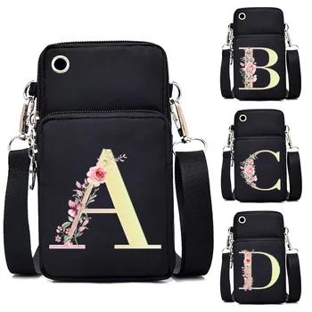 Чанта през рамо с 26 цветни букви от A до Z новата модерна дамска чанта през рамо за мобилен телефон, калъф за мобилен телефон с жак за слушалки, портфейл