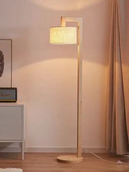 Японски минималистичен под лампа, Нощна лампа за дневна, спални, Скандинавски Ретро-китайски Лампиона от масивно дърво